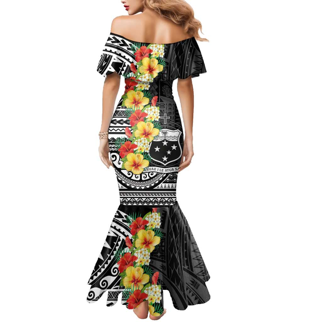 Samoa Tribal Hibiscus Flowers Family Matching Mermaid Dress and Hawaiian Shirt LT9 - Polynesian Pride