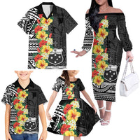 Samoa Tribal Hibiscus Flowers Family Matching Off The Shoulder Long Sleeve Dress and Hawaiian Shirt LT9 - Polynesian Pride