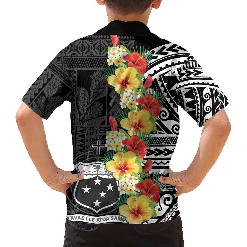 Samoa Tribal Hibiscus Flowers Family Matching Off Shoulder Maxi Dress and Hawaiian Shirt LT9 - Polynesian Pride