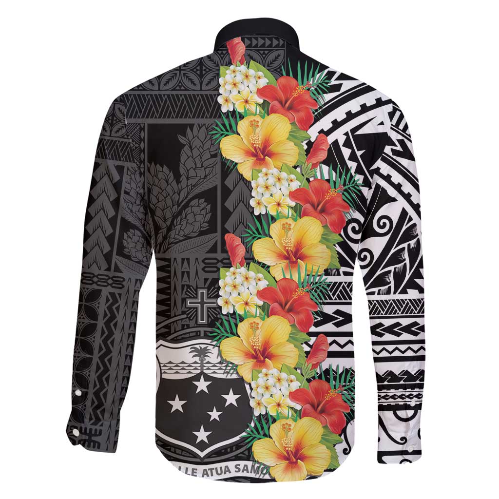 Samoa Tribal Hibiscus Flowers Family Matching Off Shoulder Maxi Dress and Hawaiian Shirt LT9 - Polynesian Pride