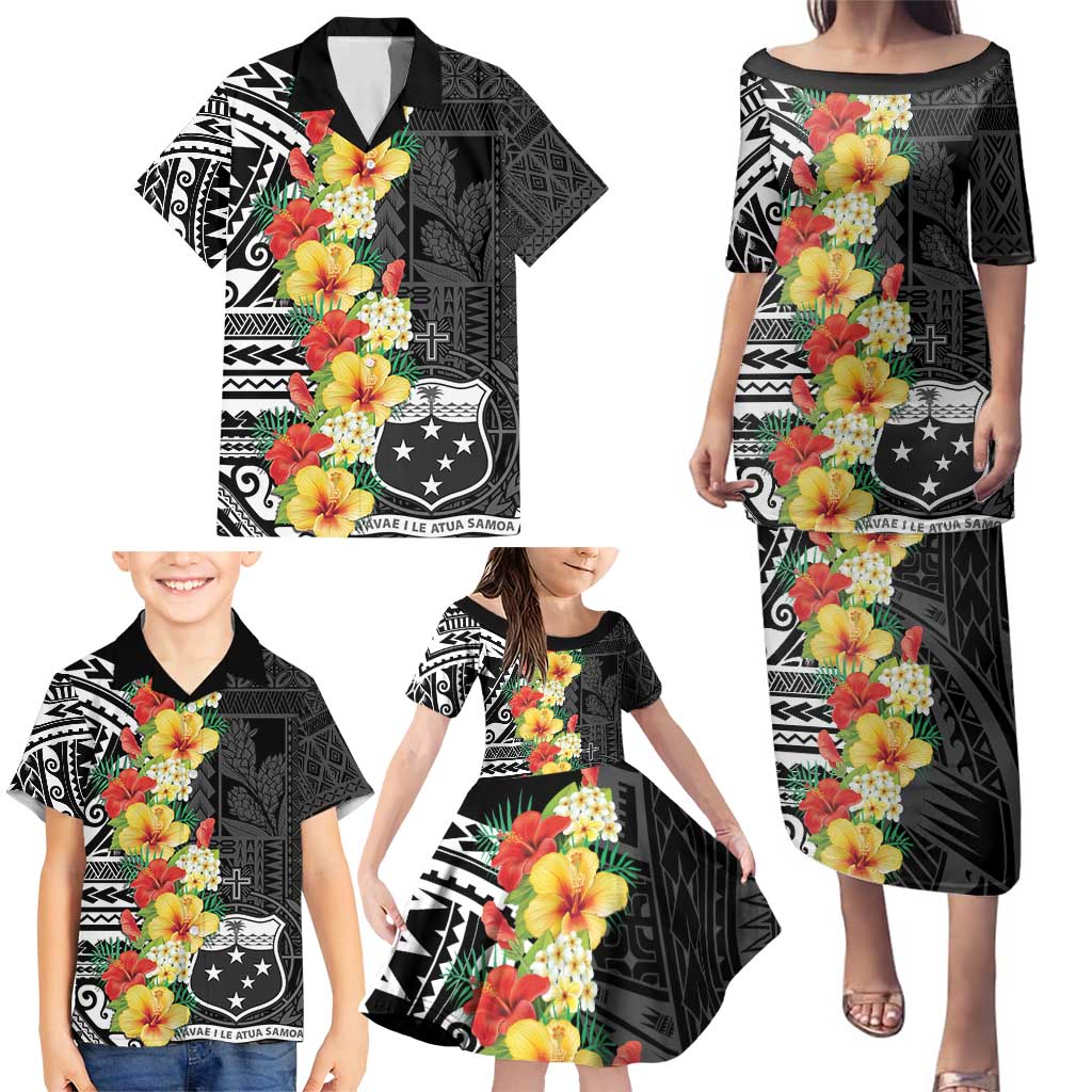 Samoa Tribal Hibiscus Flowers Family Matching Puletasi and Hawaiian Shirt LT9 - Polynesian Pride