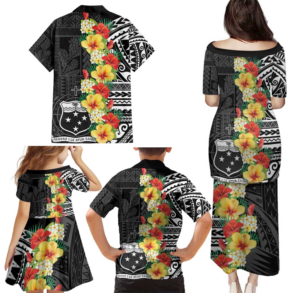 Samoa Tribal Hibiscus Flowers Family Matching Puletasi and Hawaiian Shirt LT9 - Polynesian Pride