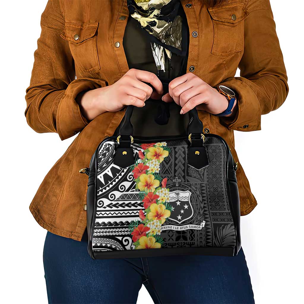 Samoa Tribal Hibiscus Flowers Shoulder Handbag