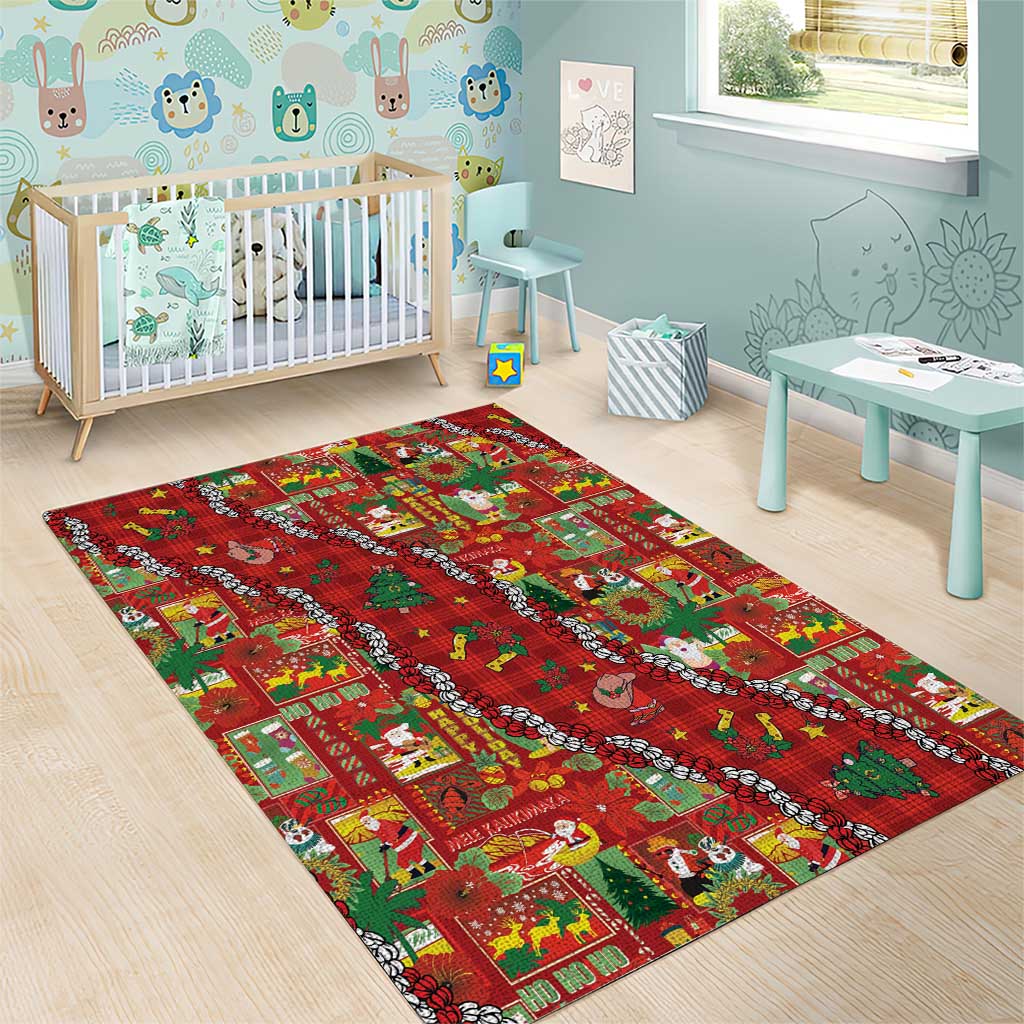 Mele Kalikimaka Pakalana Pikake Lei Area Rug Hawaiian Rodeo Paniolo Omaomao Palaka LT9 - Polynesian Pride