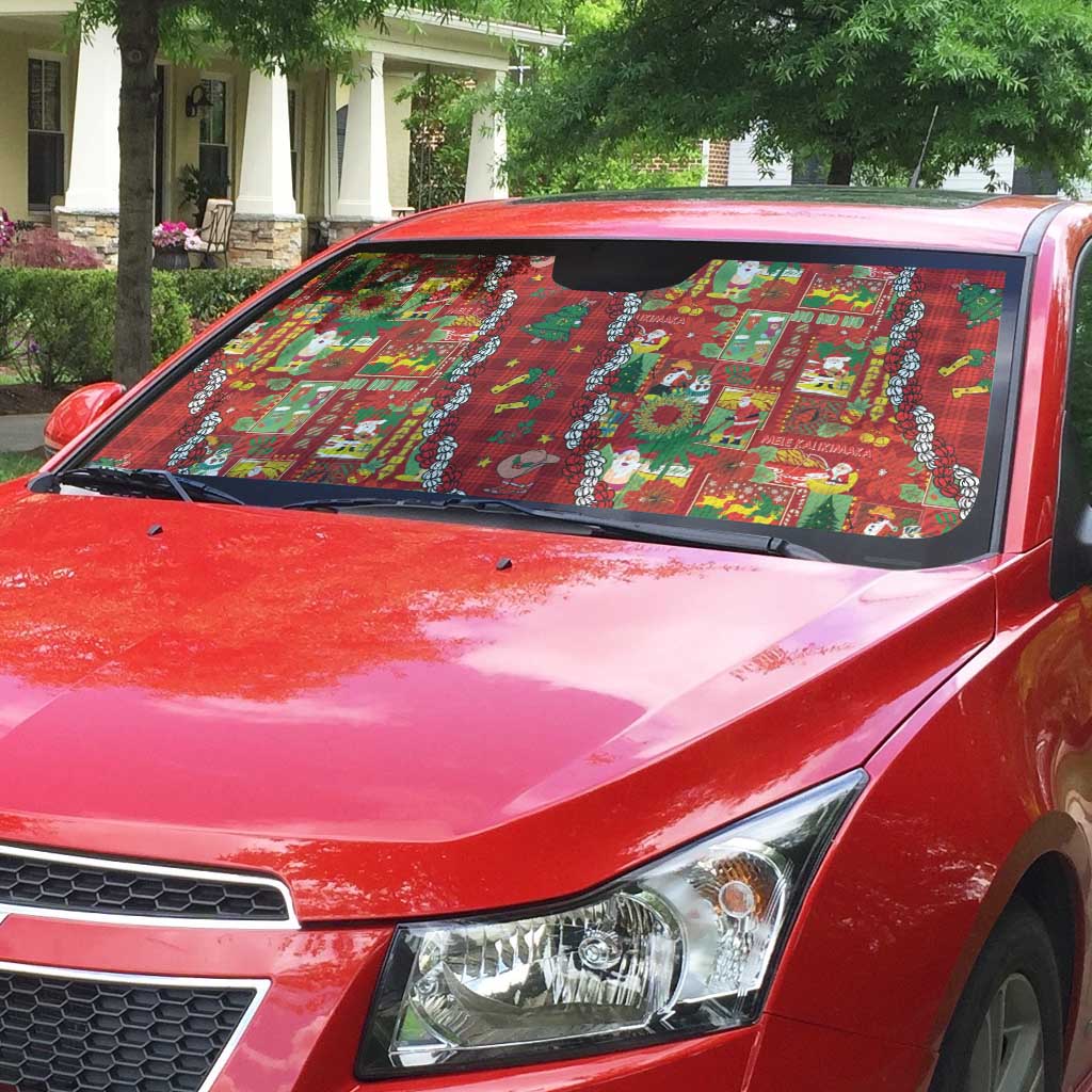 Mele Kalikimaka Pakalana Pikake Lei Auto Sun Shade Hawaiian Rodeo Paniolo Omaomao Palaka LT9 - Polynesian Pride