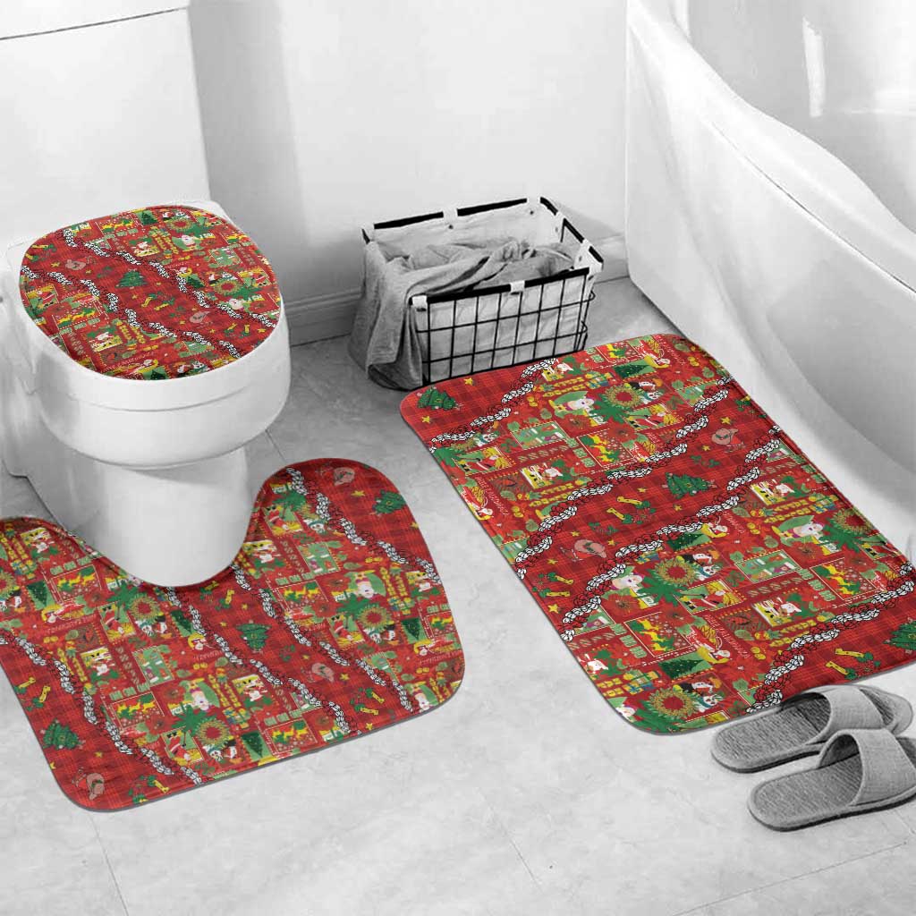 Mele Kalikimaka Pakalana Pikake Lei Bathroom Set Hawaiian Rodeo Paniolo Omaomao Palaka LT9 Mat Set Only (3 pcs) One Size Green - Polynesian Pride