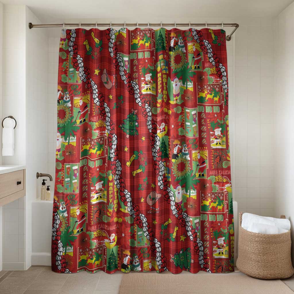 Mele Kalikimaka Pakalana Pikake Lei Bathroom Set Hawaiian Rodeo Paniolo Omaomao Palaka LT9 Shower Curtain Only Green - Polynesian Pride