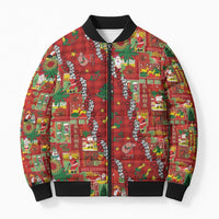 Mele Kalikimaka Pakalana Pikake Lei Bomber Puffer Jacket Hawaiian Rodeo Paniolo Omaomao Palaka LT9 Unisex Green - Polynesian Pride