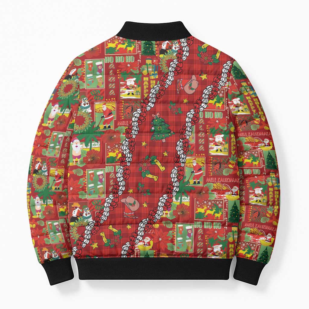 Mele Kalikimaka Pakalana Pikake Lei Bomber Puffer Jacket Hawaiian Rodeo Paniolo Omaomao Palaka LT9 - Polynesian Pride