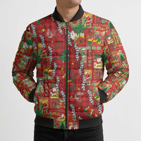 Mele Kalikimaka Pakalana Pikake Lei Bomber Puffer Jacket Hawaiian Rodeo Paniolo Omaomao Palaka LT9 - Polynesian Pride