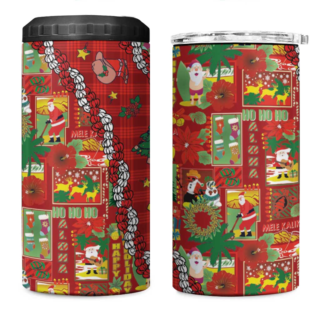 Mele Kalikimaka Pakalana Pikake Lei 4 in 1 Can Cooler Tumbler Hawaiian Rodeo Paniolo Omaomao Palaka LT9 One Size: 16 oz Green - Polynesian Pride