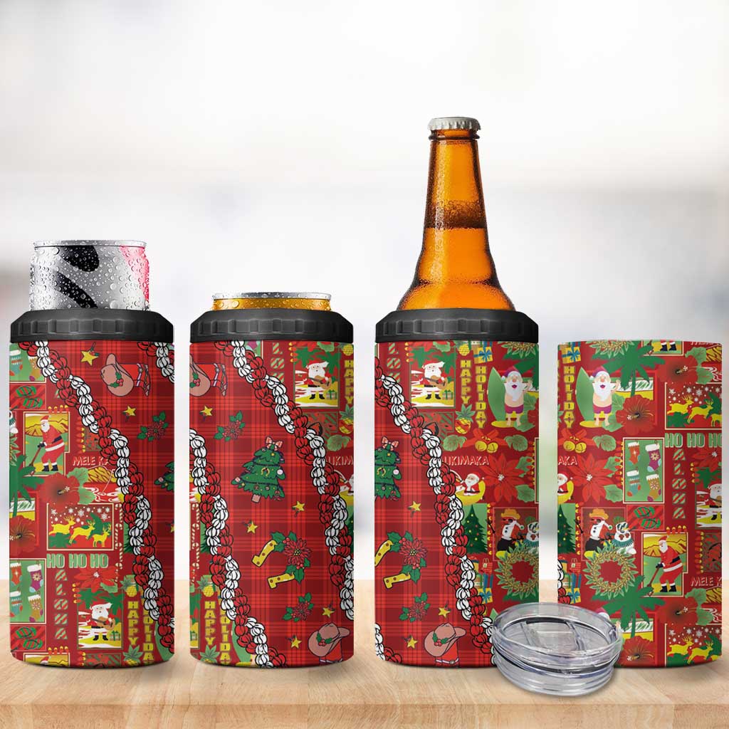 Mele Kalikimaka Pakalana Pikake Lei 4 in 1 Can Cooler Tumbler Hawaiian Rodeo Paniolo Omaomao Palaka LT9 - Polynesian Pride
