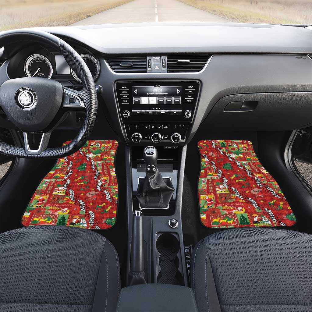 Mele Kalikimaka Pakalana Pikake Lei Car Mats Hawaiian Rodeo Paniolo Omaomao Palaka LT9 Set 2pcs - Front Green - Polynesian Pride