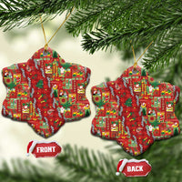 Mele Kalikimaka Pakalana Pikake Lei Ceramic Ornament Hawaiian Rodeo Paniolo Omaomao Palaka LT9 Snow Flake Green - Polynesian Pride