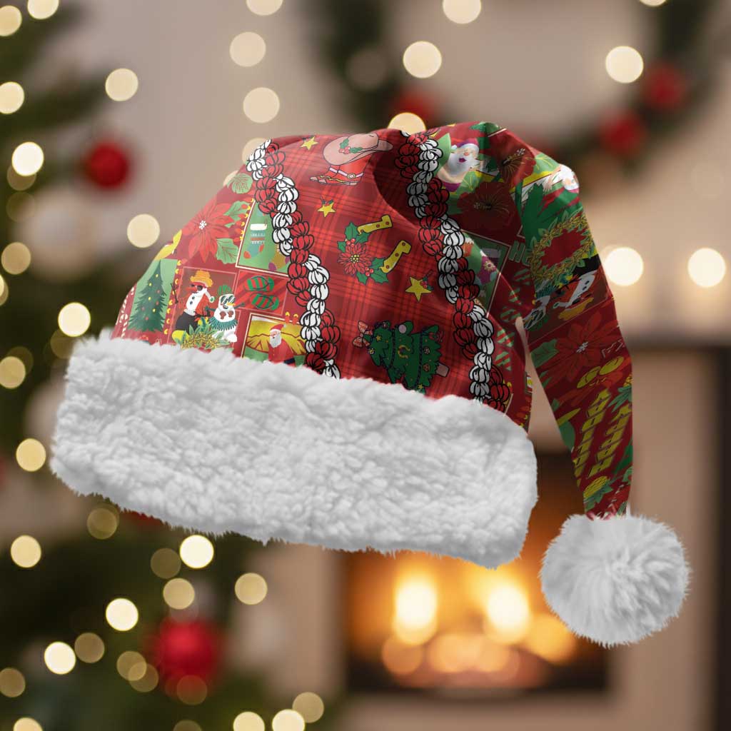 Mele Kalikimaka Pakalana Pikake Lei Christmas Santa Hat Hawaiian Rodeo Paniolo Omaomao Palaka LT9 With Fur Green - Polynesian Pride
