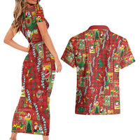 Mele Kalikimaka Pakalana Pikake Lei Couples Matching Short Sleeve Bodycon Dress and Hawaiian Shirt Hawaiian Rodeo Paniolo Omaomao Palaka LT9 - Polynesian Pride