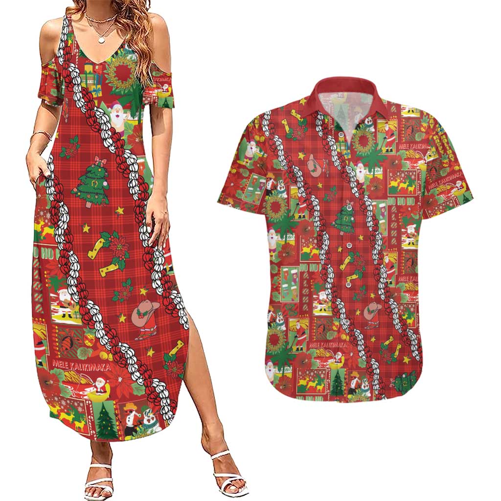 Mele Kalikimaka Pakalana Pikake Lei Couples Matching Summer Maxi Dress and Hawaiian Shirt Hawaiian Rodeo Paniolo Omaomao Palaka LT9 Green - Polynesian Pride