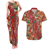 Mele Kalikimaka Pakalana Pikake Lei Couples Matching Tank Maxi Dress and Hawaiian Shirt Hawaiian Rodeo Paniolo Omaomao Palaka LT9 Green - Polynesian Pride