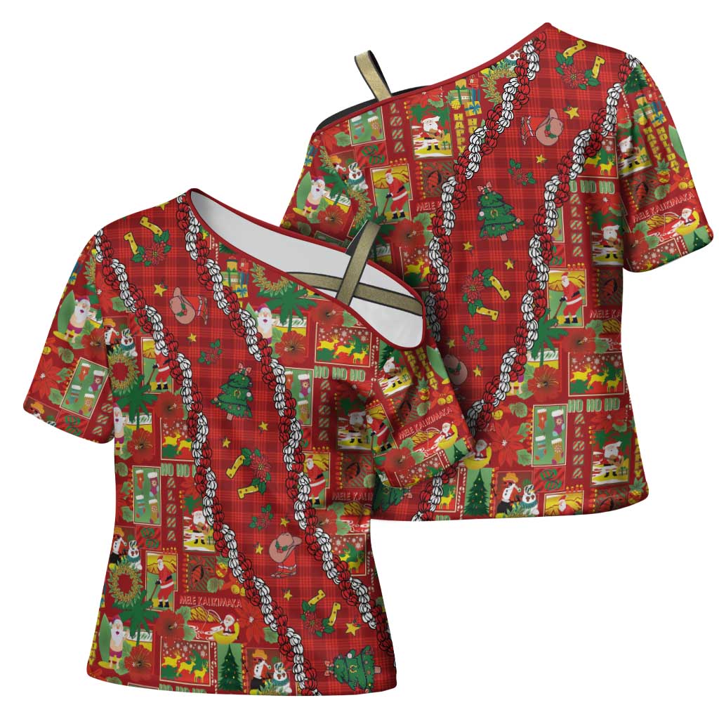 Mele Kalikimaka Pakalana Pikake Lei Cross Shoulder Shirt Hawaiian Rodeo Paniolo Omaomao Palaka LT9 - Polynesian Pride