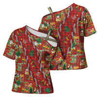 Mele Kalikimaka Pakalana Pikake Lei Cross Shoulder Shirt Hawaiian Rodeo Paniolo Omaomao Palaka LT9 - Polynesian Pride