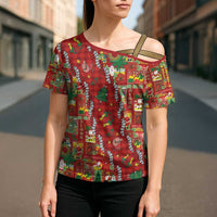 Mele Kalikimaka Pakalana Pikake Lei Cross Shoulder Shirt Hawaiian Rodeo Paniolo Omaomao Palaka LT9 - Polynesian Pride
