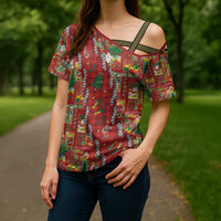 Mele Kalikimaka Pakalana Pikake Lei Cross Shoulder Shirt Hawaiian Rodeo Paniolo Omaomao Palaka LT9 - Polynesian Pride