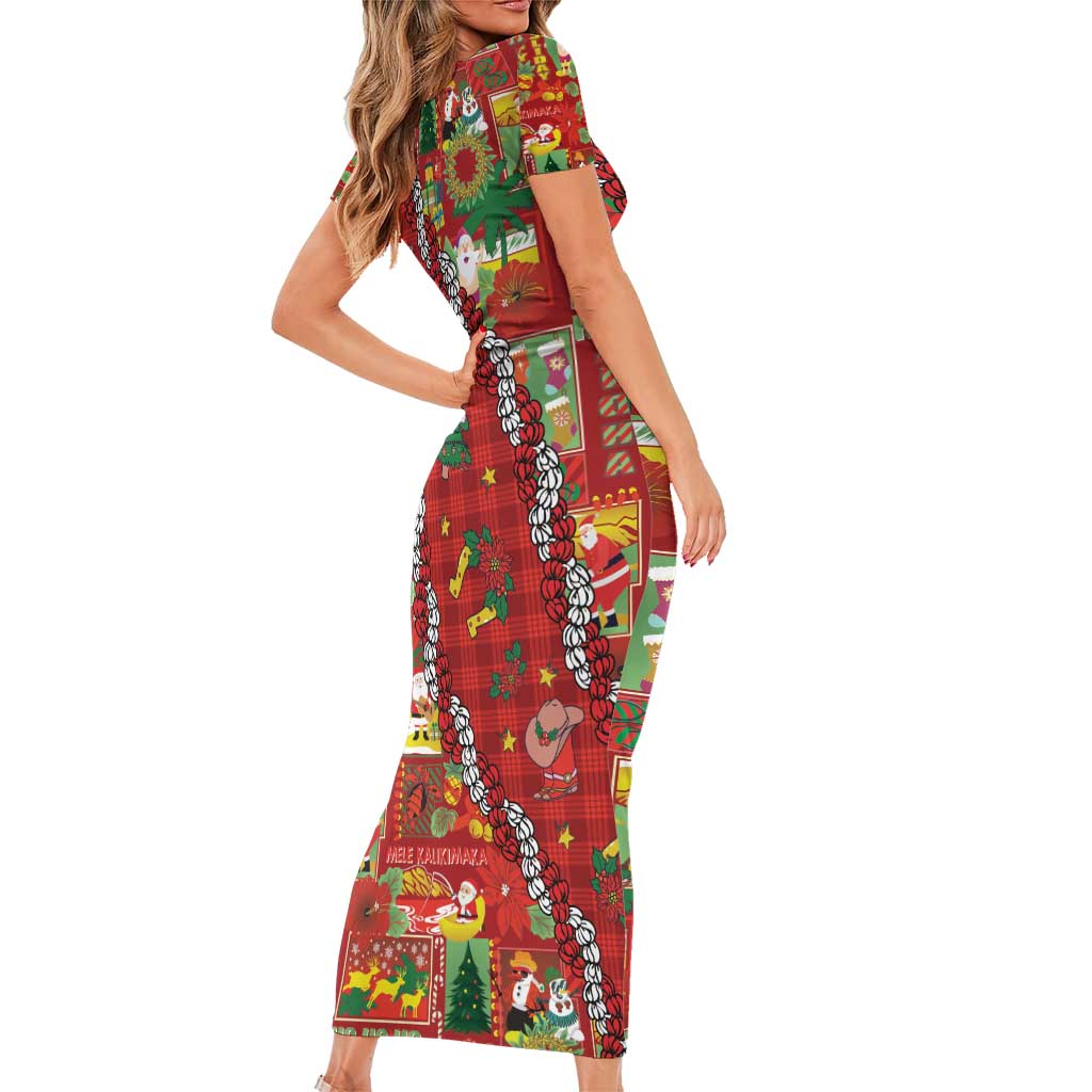 Mele Kalikimaka Pakalana Pikake Lei Family Matching Short Sleeve Bodycon Dress and Hawaiian Shirt Hawaiian Rodeo Paniolo Omaomao Palaka LT9 - Polynesian Pride