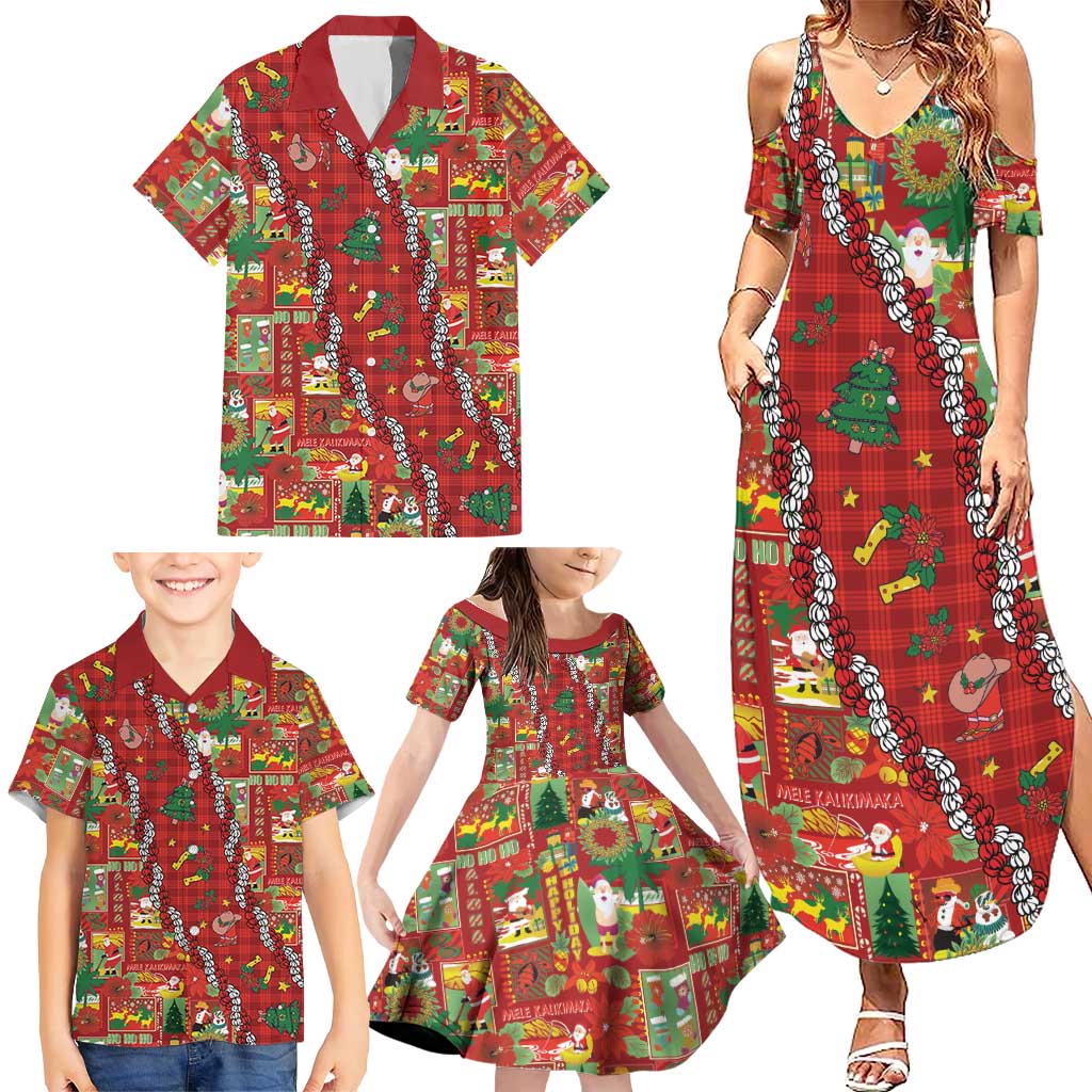 Mele Kalikimaka Pakalana Pikake Lei Family Matching Summer Maxi Dress and Hawaiian Shirt Hawaiian Rodeo Paniolo Omaomao Palaka - Polynesian Pride