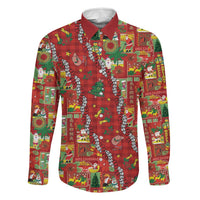 Mele Kalikimaka Pakalana Pikake Lei Family Matching Tank Maxi Dress and Hawaiian Shirt Hawaiian Rodeo Paniolo Omaomao Palaka LT9 Dad's Shirt - Long Sleeve Green - Polynesian Pride