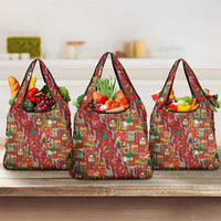 Mele Kalikimaka Pakalana Pikake Lei Grocery Bag Hawaiian Rodeo Paniolo Omaomao Palaka LT9 3-pack One Size Green - Polynesian Pride