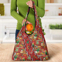 Mele Kalikimaka Pakalana Pikake Lei Grocery Bag Hawaiian Rodeo Paniolo Omaomao Palaka LT9 - Polynesian Pride