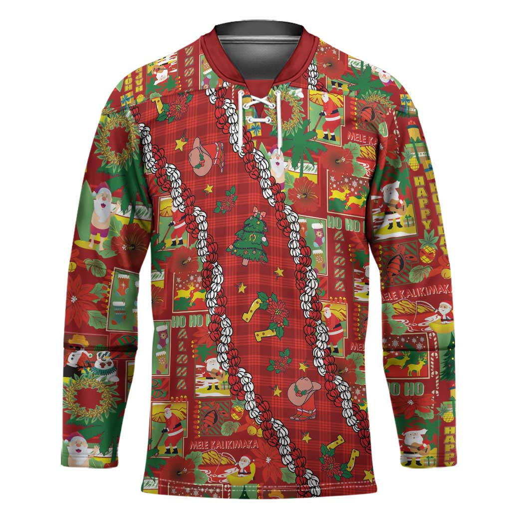 Mele Kalikimaka Pakalana Pikake Lei Hockey Jersey Hawaiian Rodeo Paniolo Omaomao Palaka - Polynesian Pride