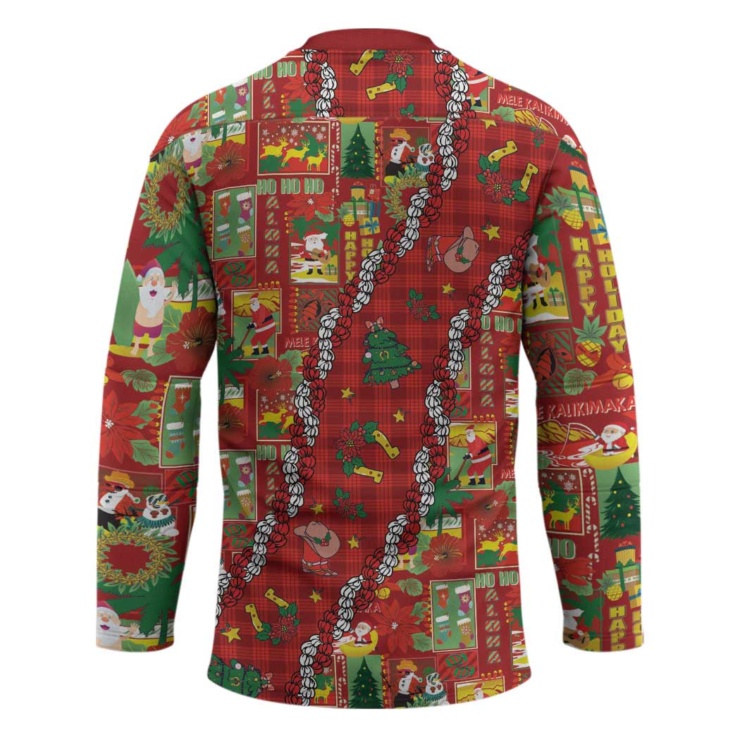 Mele Kalikimaka Pakalana Pikake Lei Hockey Jersey Hawaiian Rodeo Paniolo Omaomao Palaka LT9 - Polynesian Pride