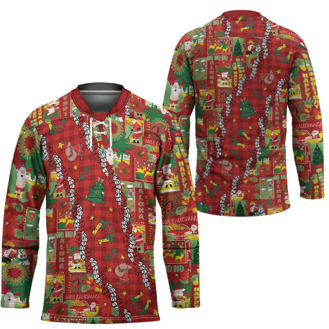 Mele Kalikimaka Pakalana Pikake Lei Hockey Jersey Hawaiian Rodeo Paniolo Omaomao Palaka LT9 - Polynesian Pride