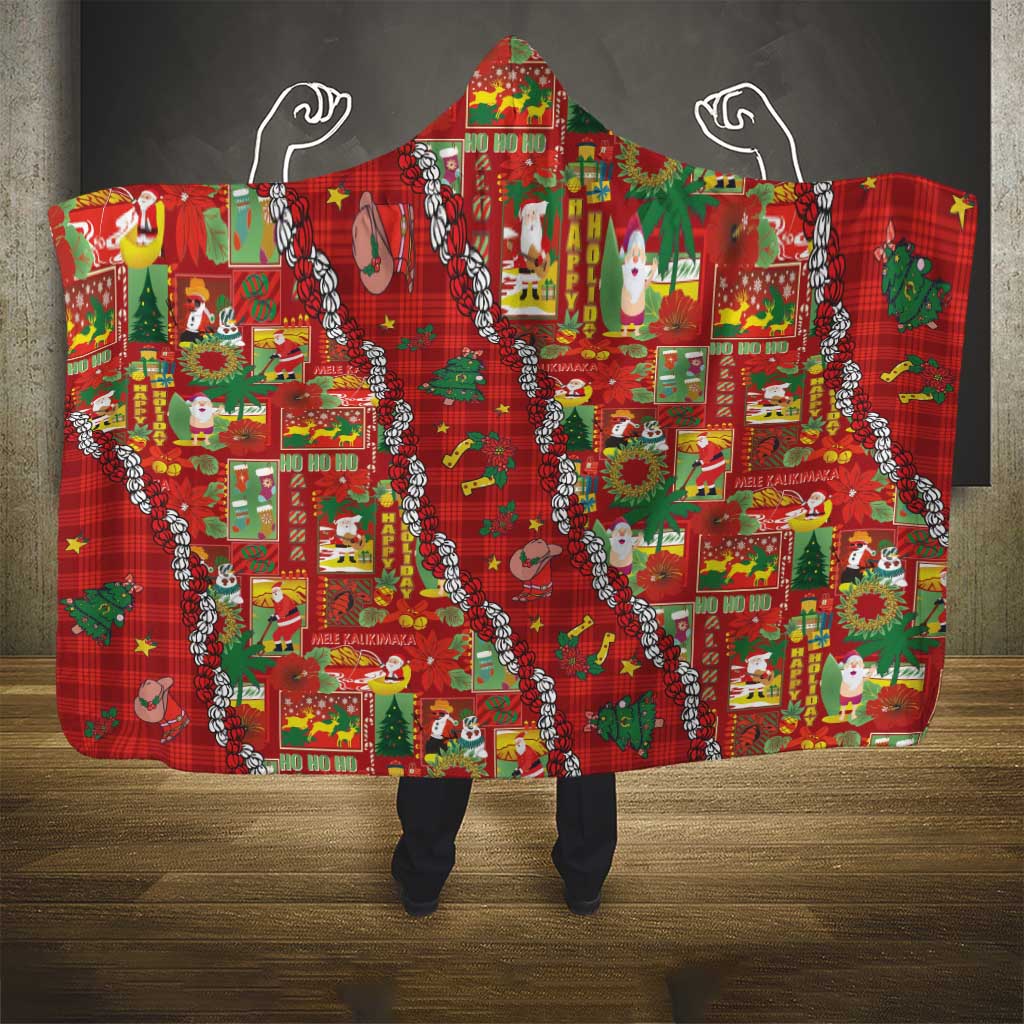 Mele Kalikimaka Pakalana Pikake Lei Hooded Blanket Hawaiian Rodeo Paniolo Omaomao Palaka LT9 - Polynesian Pride