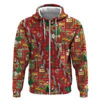 Mele Kalikimaka Pakalana Pikake Lei Hoodie Hawaiian Rodeo Paniolo Omaomao Palaka LT9 Zip Hoodie Green - Polynesian Pride