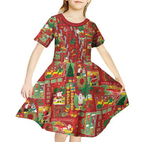 Mele Kalikimaka Pakalana Pikake Lei Kid Short Sleeve Dress Hawaiian Rodeo Paniolo Omaomao Palaka LT9 - Polynesian Pride