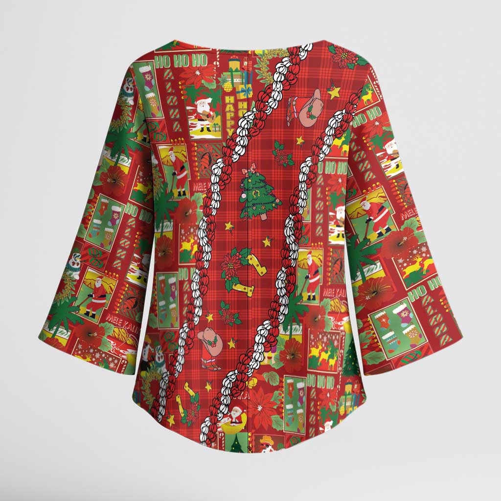 Mele Kalikimaka Pakalana Pikake Lei Kimono Sleeve Blouse Hawaiian Rodeo Paniolo Omaomao Palaka LT9 - Polynesian Pride