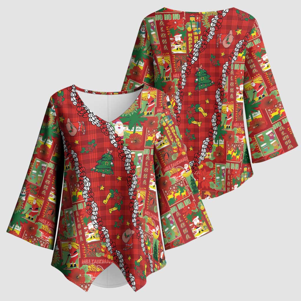 Mele Kalikimaka Pakalana Pikake Lei Kimono Sleeve Blouse Hawaiian Rodeo Paniolo Omaomao Palaka LT9 - Polynesian Pride