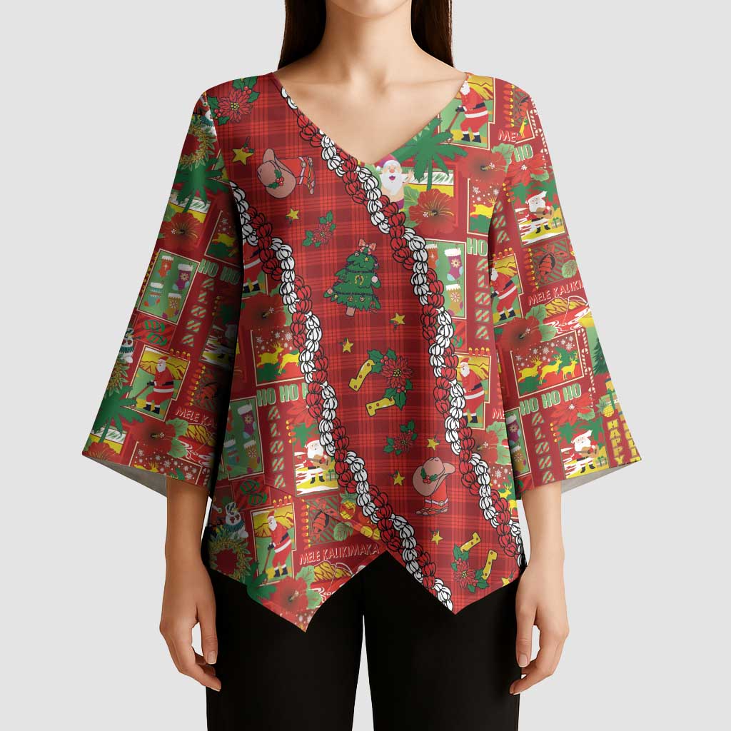 Mele Kalikimaka Pakalana Pikake Lei Kimono Sleeve Blouse Hawaiian Rodeo Paniolo Omaomao Palaka LT9 - Polynesian Pride