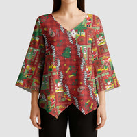 Mele Kalikimaka Pakalana Pikake Lei Kimono Sleeve Blouse Hawaiian Rodeo Paniolo Omaomao Palaka LT9 - Polynesian Pride