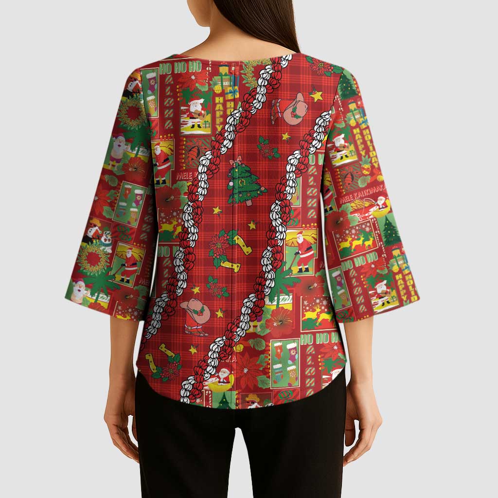 Mele Kalikimaka Pakalana Pikake Lei Kimono Sleeve Blouse Hawaiian Rodeo Paniolo Omaomao Palaka LT9 - Polynesian Pride