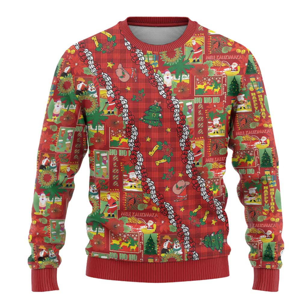 Mele Kalikimaka Pakalana Pikake Lei Ugly Christmas Sweater Hawaiian Rodeo Paniolo Omaomao Palaka LT9 - Polynesian Pride