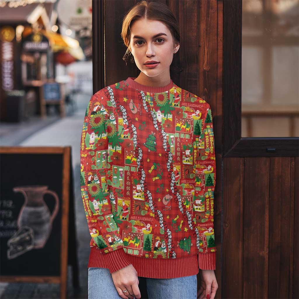 Mele Kalikimaka Pakalana Pikake Lei Ugly Christmas Sweater Hawaiian Rodeo Paniolo Omaomao Palaka LT9 - Polynesian Pride