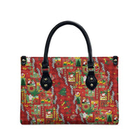 Mele Kalikimaka Pakalana Pikake Lei Leather Bag Hawaiian Rodeo Paniolo Omaomao Palaka LT9 - Polynesian Pride