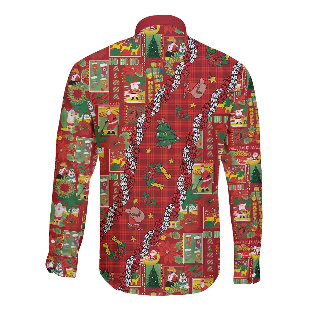 Mele Kalikimaka Pakalana Pikake Lei Long Sleeve Button Shirt Hawaiian Rodeo Paniolo Omaomao Palaka LT9 - Polynesian Pride
