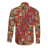 Mele Kalikimaka Pakalana Pikake Lei Long Sleeve Button Shirt Hawaiian Rodeo Paniolo Omaomao Palaka LT9 - Polynesian Pride