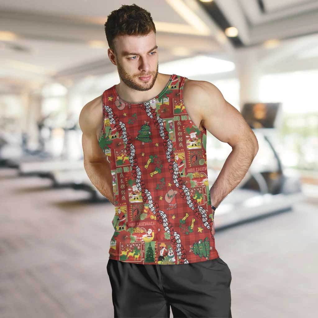 Mele Kalikimaka Pakalana Pikake Lei Men Tank Top Hawaiian Rodeo Paniolo Omaomao Palaka LT9 Green - Polynesian Pride
