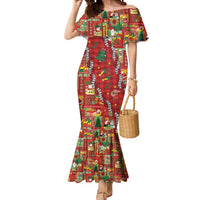 Mele Kalikimaka Pakalana Pikake Lei Mermaid Dress Hawaiian Rodeo Paniolo Omaomao Palaka LT9 Women Green - Polynesian Pride