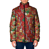 Mele Kalikimaka Pakalana Pikake Lei Padded Jacket Hawaiian Rodeo Paniolo Omaomao Palaka LT9 Men Green - Polynesian Pride
